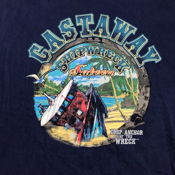 Mens Vintage Ocean Fishing Castaway Shipwreck Saloon T shirt blue SS 3XL - Picture 2 of 4